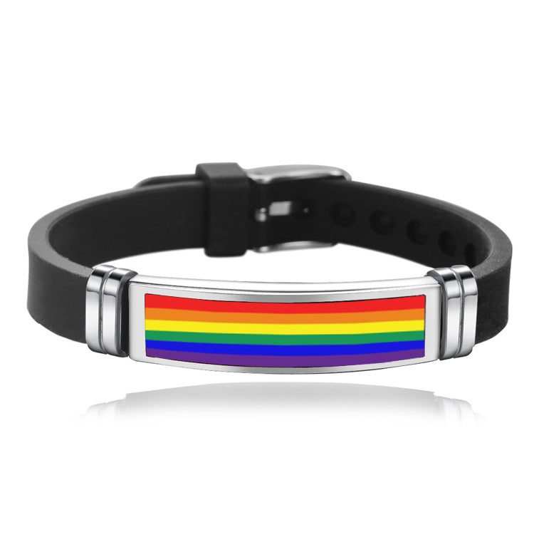 PrideFul Adornments: Pride Charm Bracelet with Buckle Celebrating LGBTQ+ Unity