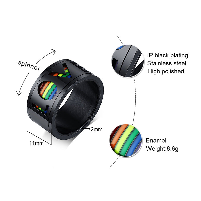 Spinner Rainbow stainless steel ring