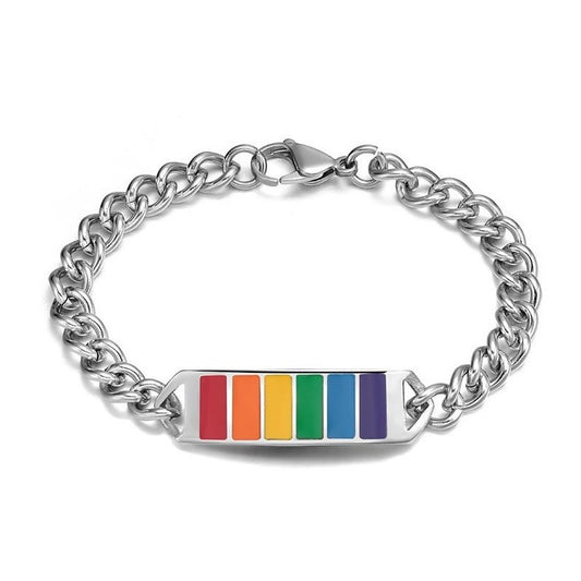 Pride Wrap: Rainbow Flag Stainless Steel Bracelet