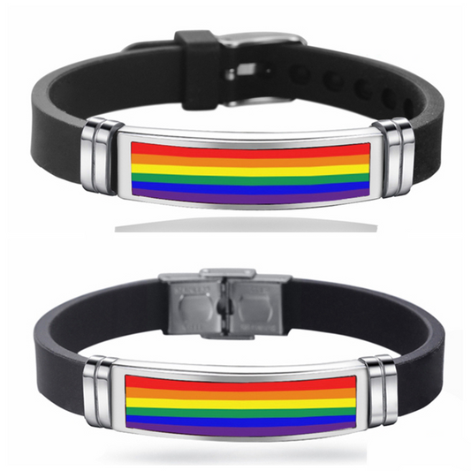 PrideFul Adornments:  Pride Charm Bracelet with Buckle Celebrating LGBTQ+ Unity