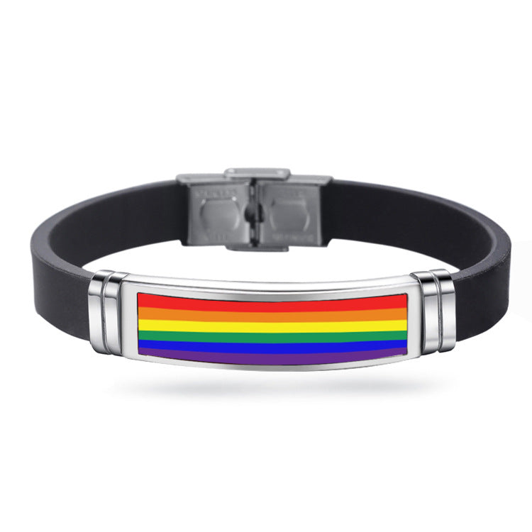PrideFul Adornments: Pride Charm Bracelet with Buckle Celebrating LGBTQ+ Unity