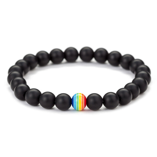 Vibrant Pride Spectrum: Handcrafted LGBT Bracelet with Natural Stone Beads