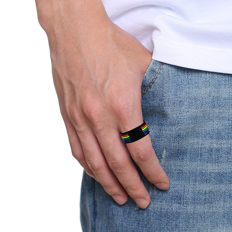 Rainbow stainless steel ring