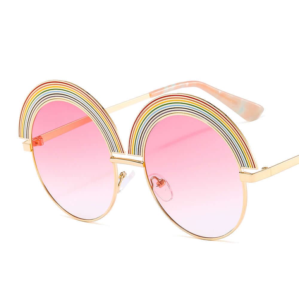 Metal Rainbow Round Frame Sunglasses merch accessories thepridecolors