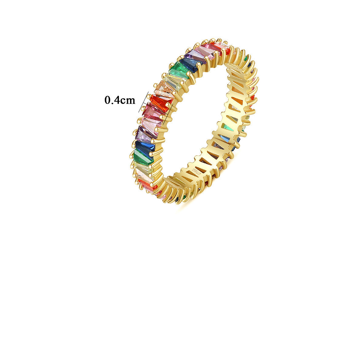 18k Gold European Beauty Ring with Retro Rainbow Gemstones