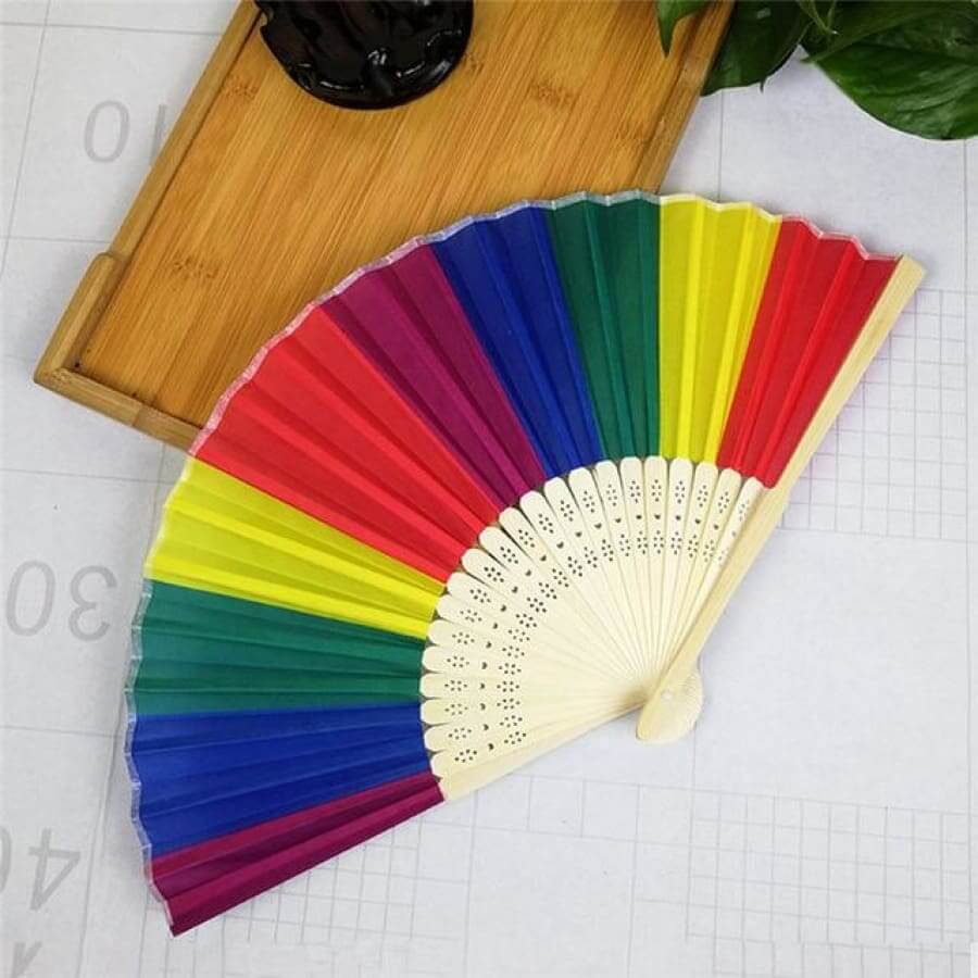Hand Held Rainbow Folding Fan - Pride Merch chinese, fan, hand, held, merch, pride, rainbow thepridecolors
