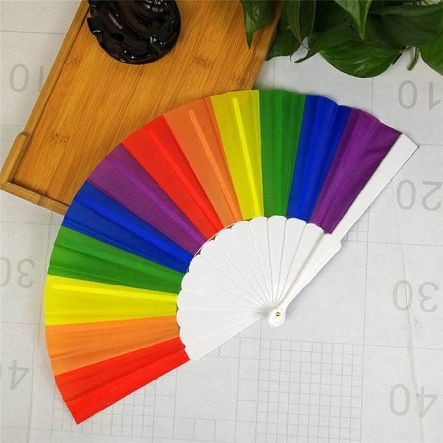 Hand Held Rainbow Folding Fan - Pride Merch chinese, fan, hand, held, merch, pride, rainbow thepridecolors