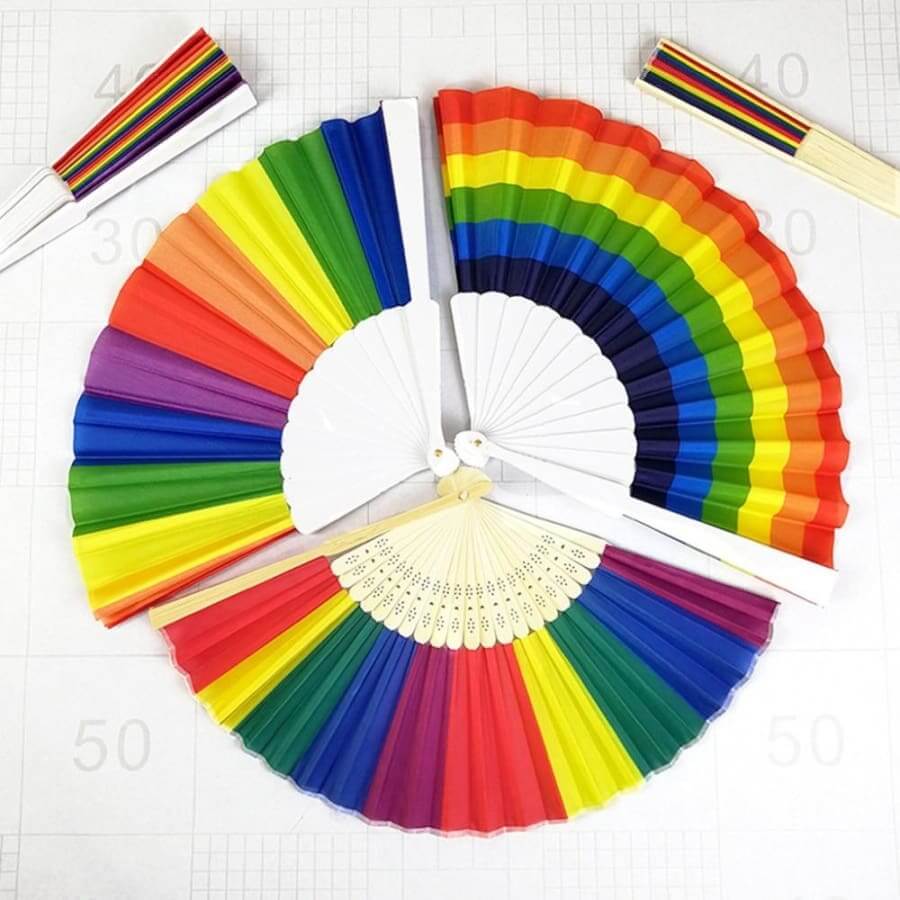 Hand Held Rainbow Folding Fan - Pride Merch chinese, fan, hand, held, merch, pride, rainbow thepridecolors