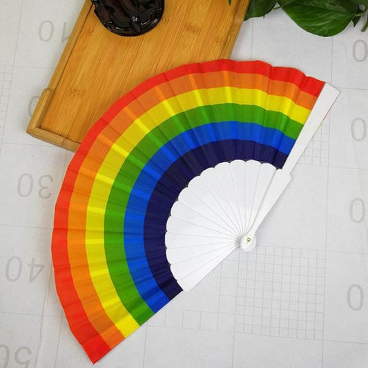 Hand Held Rainbow Folding Fan - Pride Merch chinese, fan, hand, held, merch, pride, rainbow thepridecolors