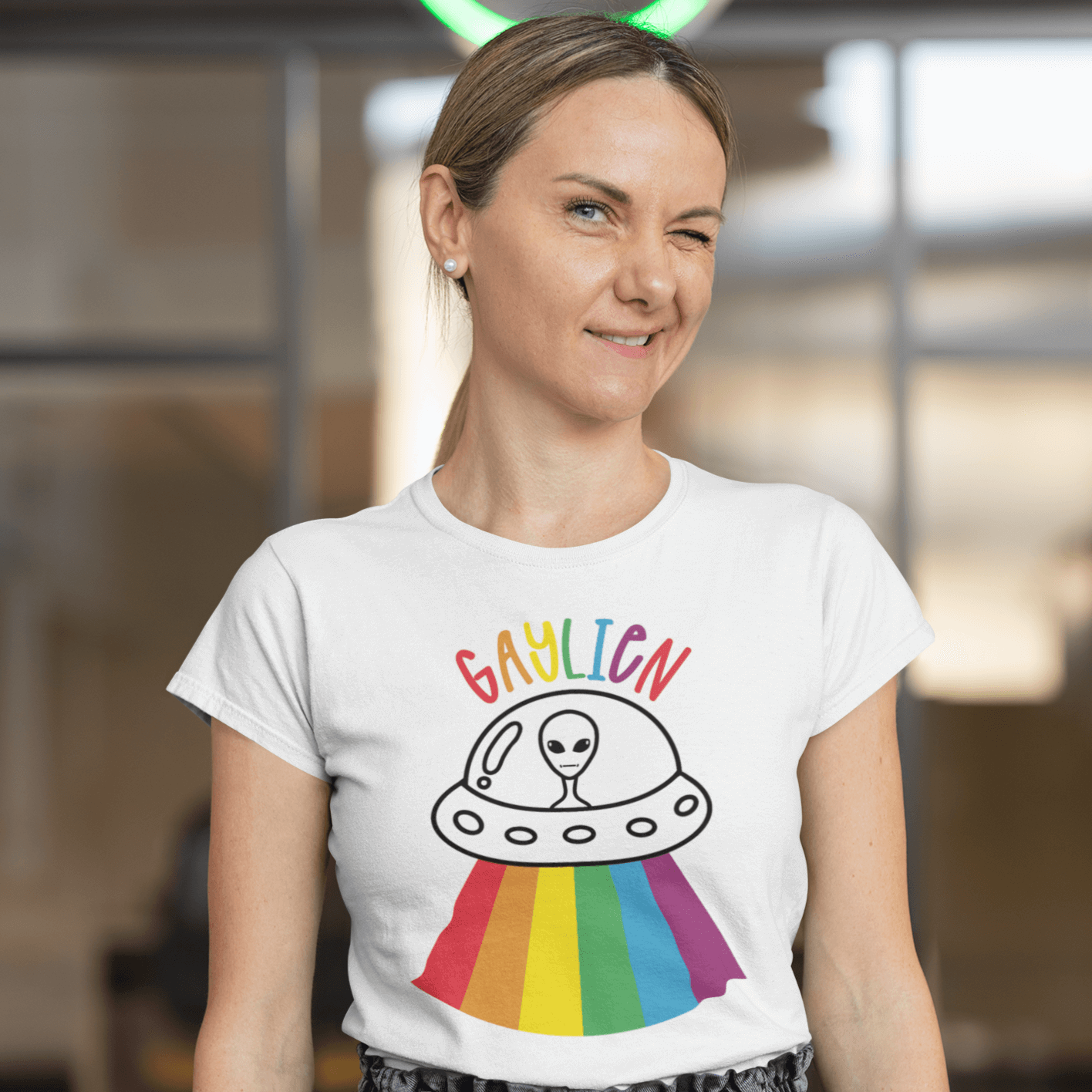 Gaylien Rainbow T-shirt | LGBT+ Merch | Unisex Gay Pride T-Shirt