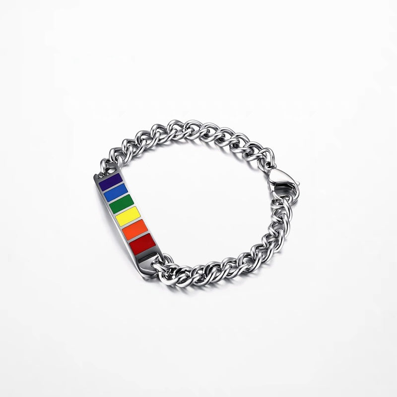 Pride Wrap: Rainbow Flag Stainless Steel Bracelet