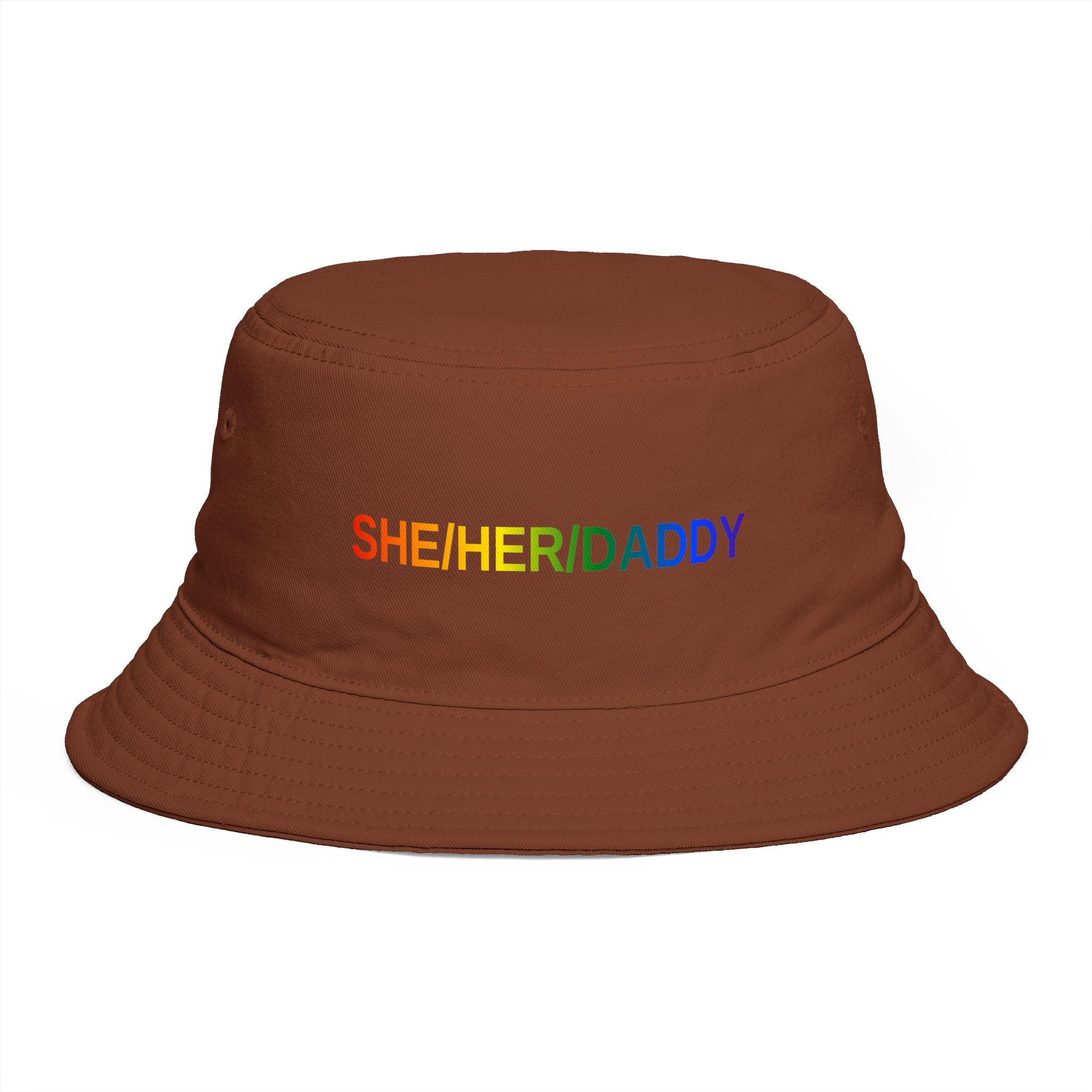 Pronoun Rainbow Bucket Hat — "SHE/HER/DADDY" Embroidered Pride Accessory