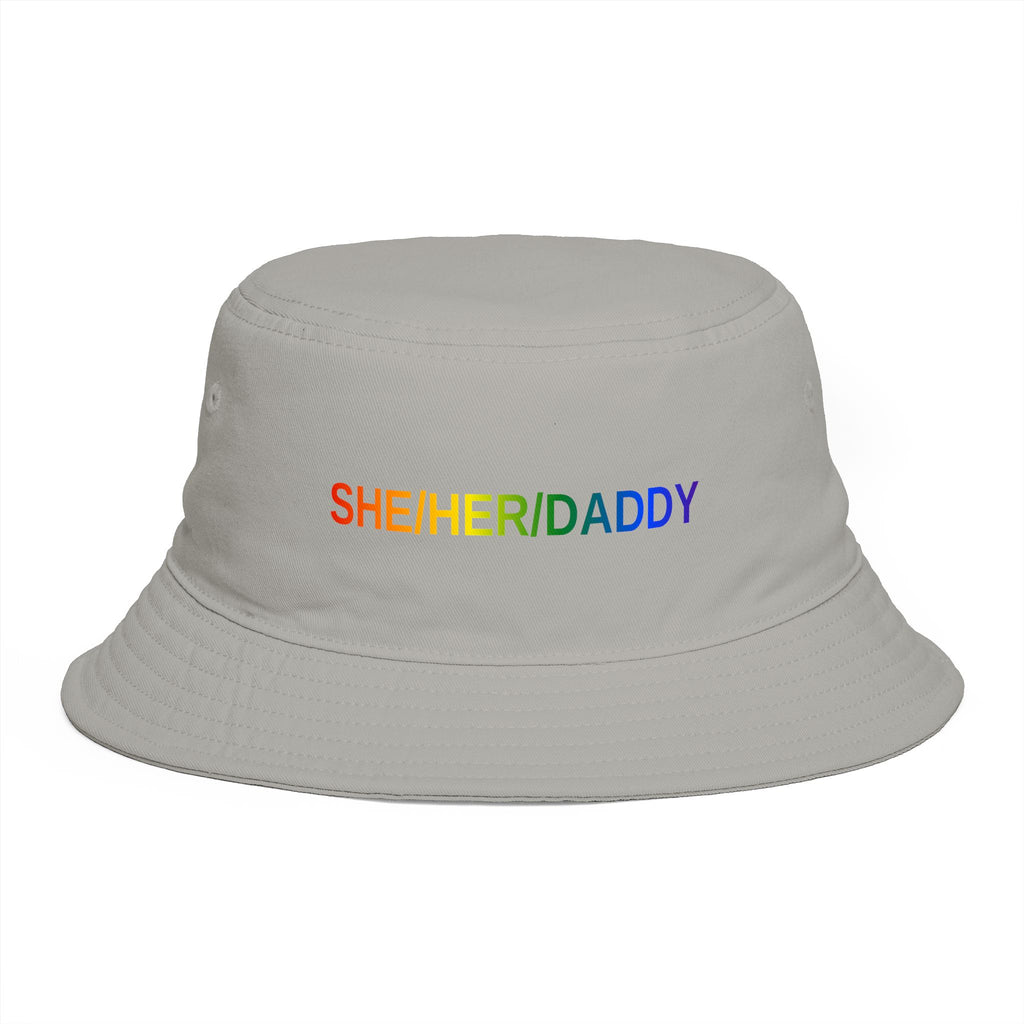 Pronoun Rainbow Bucket Hat — "SHE/HER/DADDY" Embroidered Pride Accessory