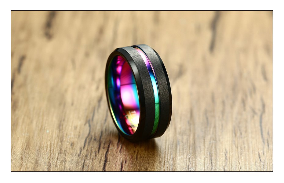 Black Rainbow Inlay Ring - ThePrideColors
