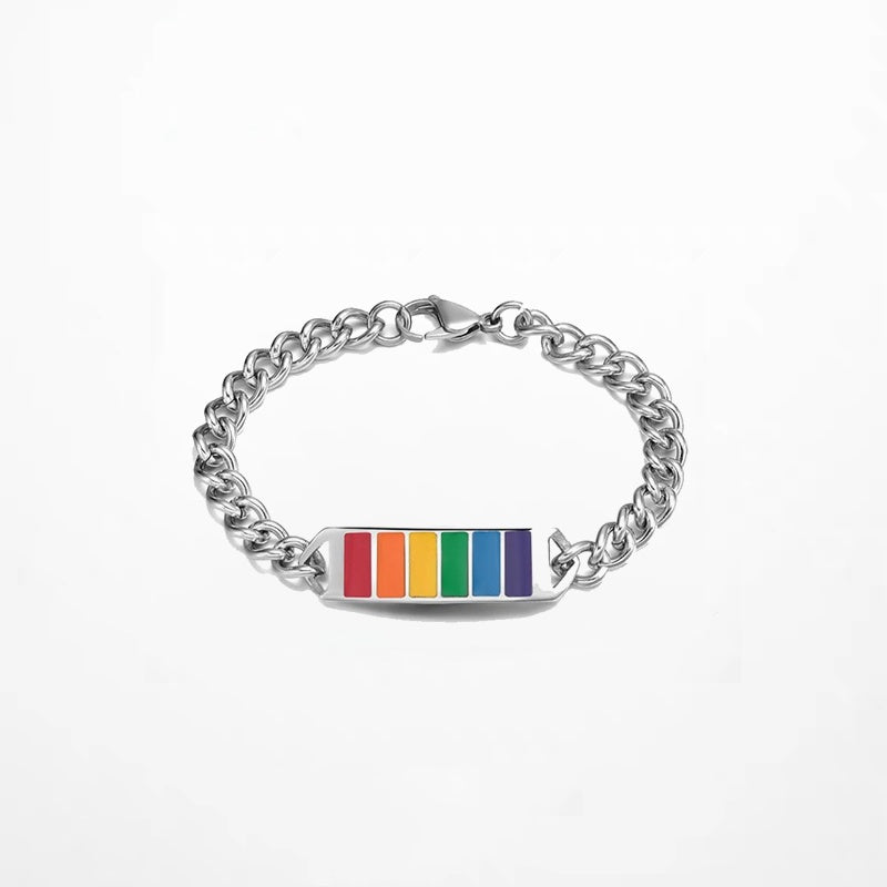 Pride Wrap: Rainbow Flag Stainless Steel Bracelet