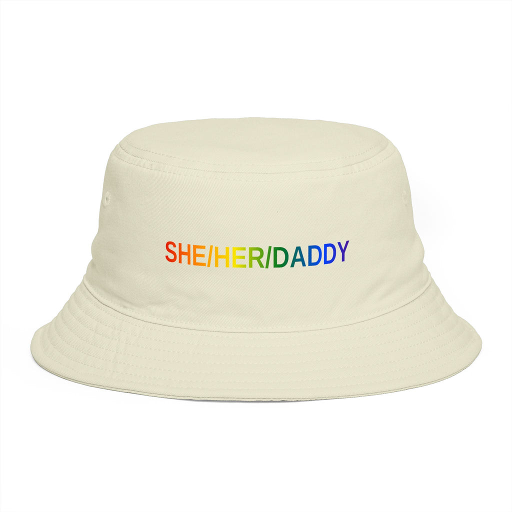 Pronoun Rainbow Bucket Hat — "SHE/HER/DADDY" Embroidered Pride Accessory