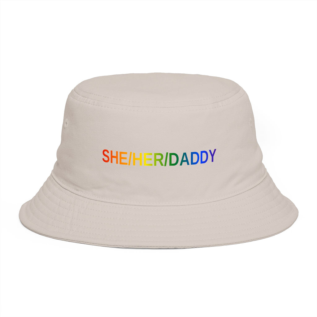Pronoun Rainbow Bucket Hat — "SHE/HER/DADDY" Embroidered Pride Accessory