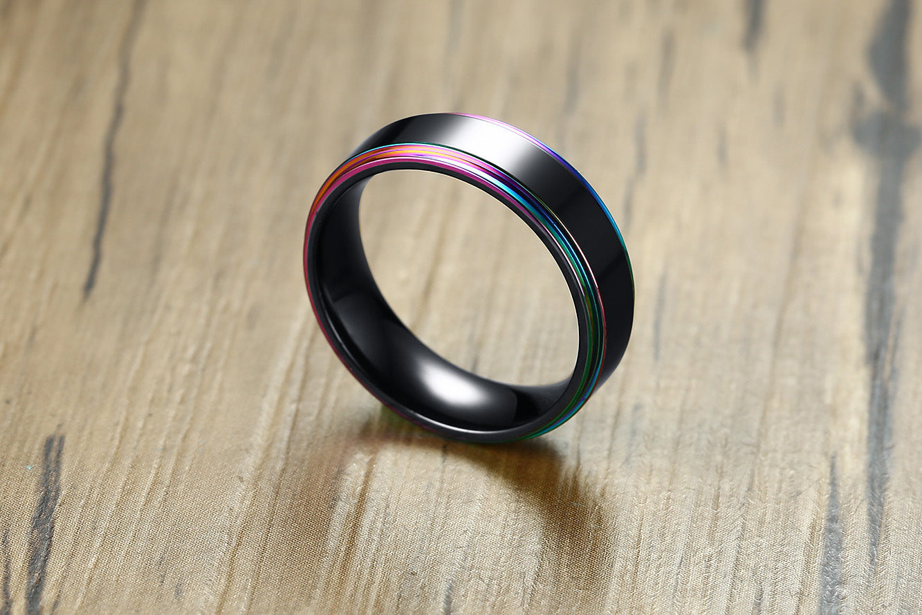 Black Rainbow Pride Ring