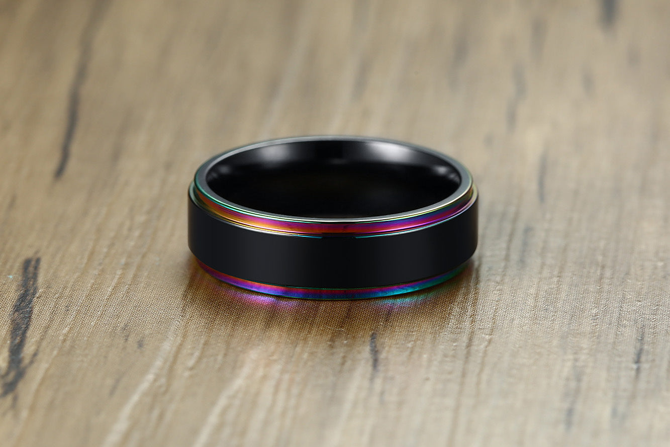 Black Rainbow Pride Ring