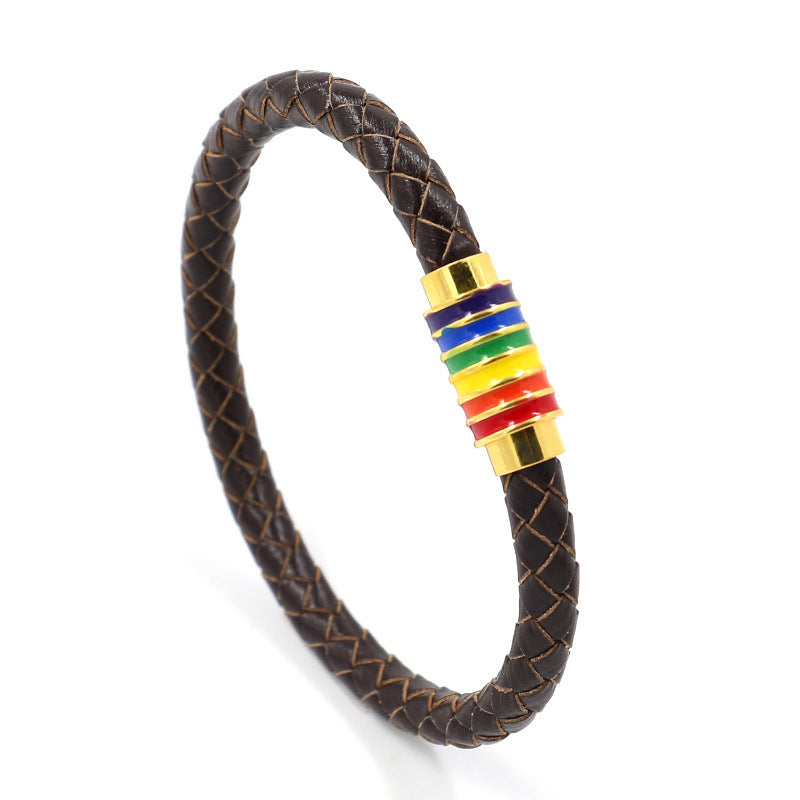 Radiant Rainbow Pride Bracelet: Leather Fabulousness for LGBTQ+ Fashionistas! - Express Your True Colors!