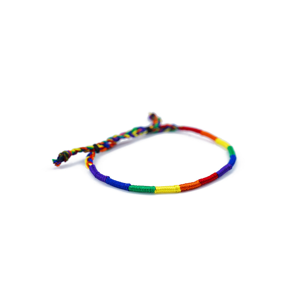 Rainbow Pride Beaded Cord Bracelet