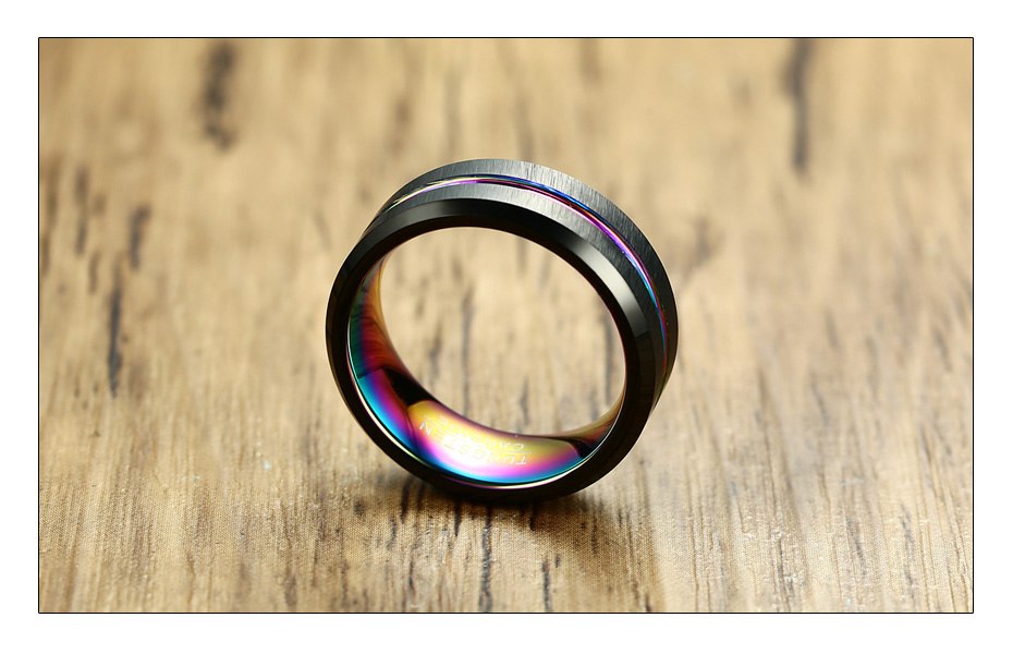 Black Rainbow Inlay Ring