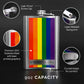 The Pride Colors Rainbow Stainless Steel 9 oz Hip Flask Gift Set for Liquor with 2 Collapsible Silicone Cups & Funnel