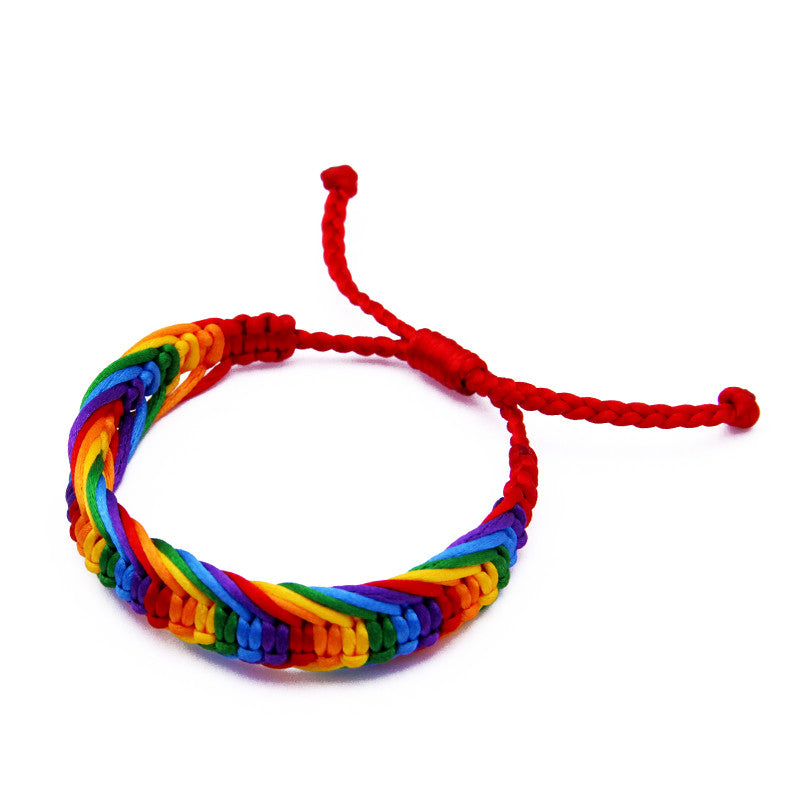 Rainbow Pride Woven Cord Bracelet