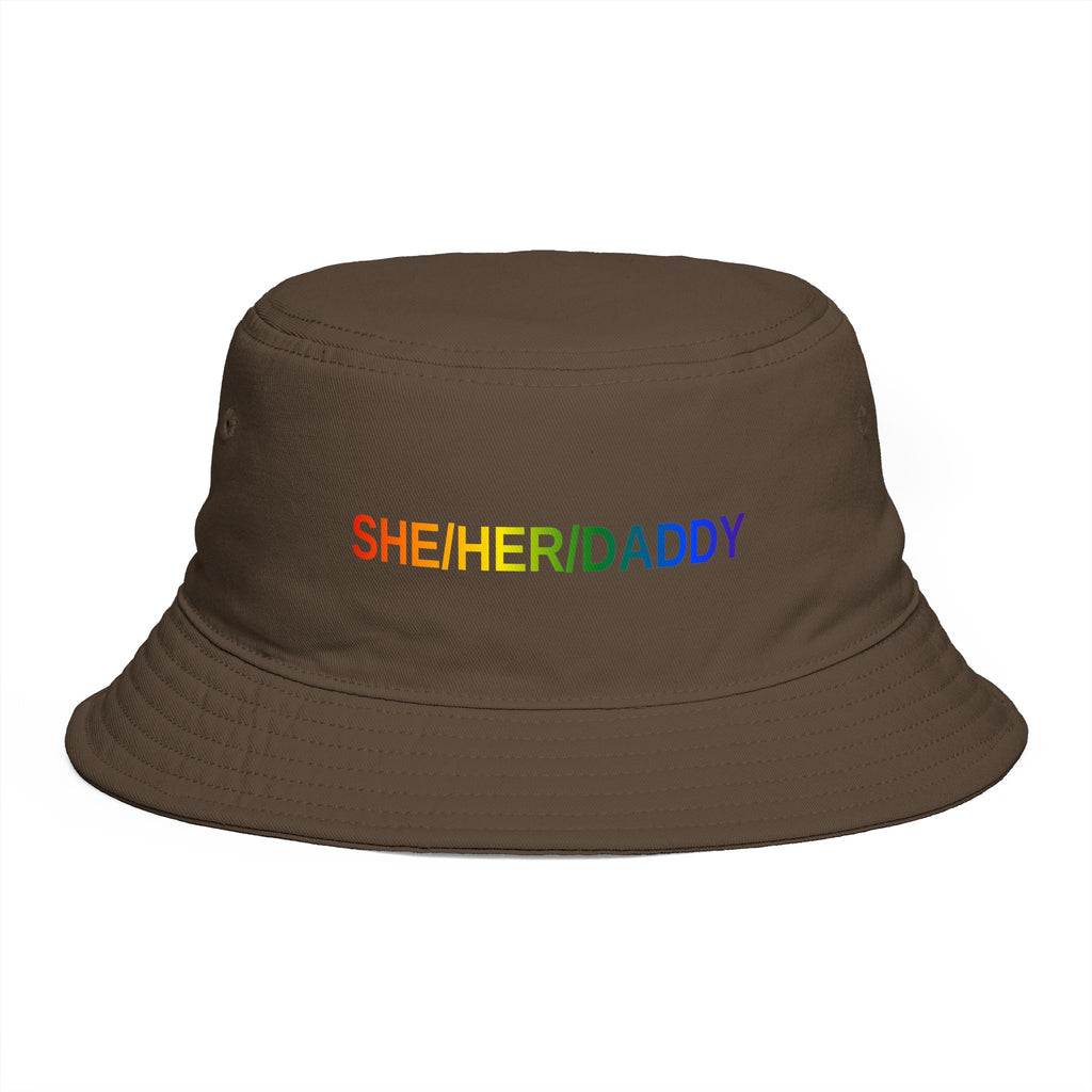 Pronoun Rainbow Bucket Hat — "SHE/HER/DADDY" Embroidered Pride Accessory