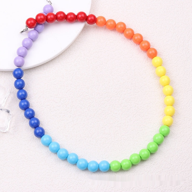 Bold & Bright Rainbow Pride Bead Necklace & Earring Set