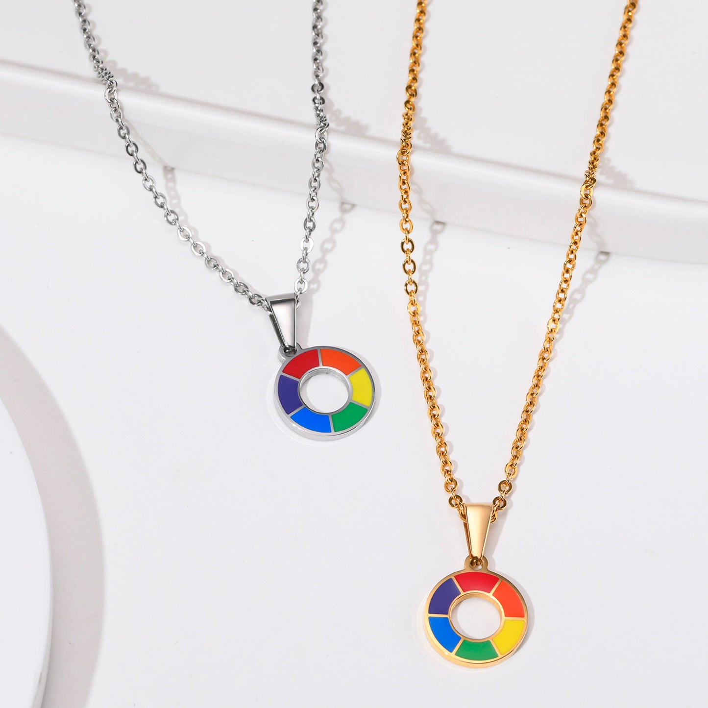 Rainbow Rivets: Bold and Edgy Pride Pendant in Stainless Steel