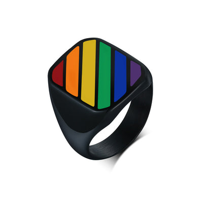 Spectrum Strength: Black and Silver Rings Burst with Pride