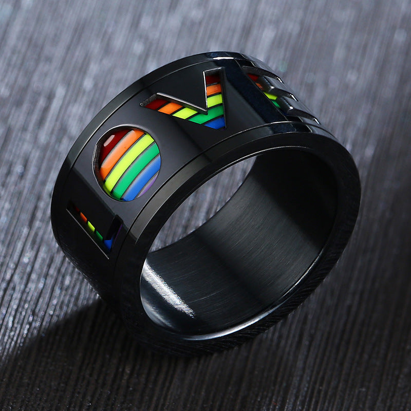 Spinner Rainbow stainless steel ring