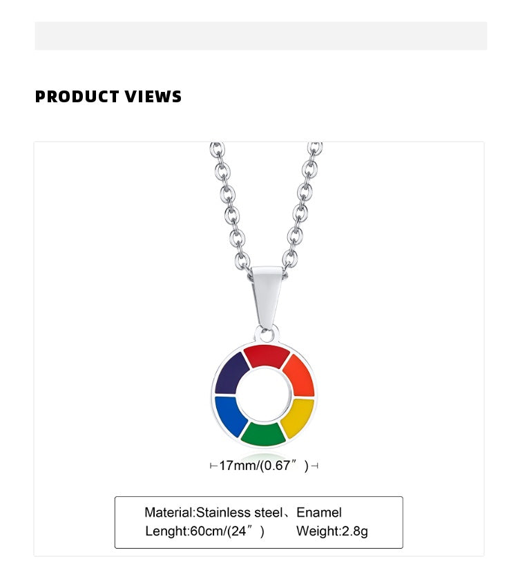 Rainbow Rivets: Bold and Edgy Pride Pendant in Stainless Steel