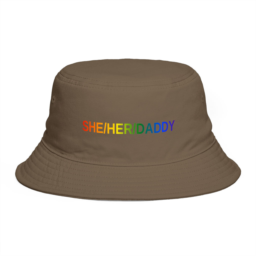 Pronoun Rainbow Bucket Hat — "SHE/HER/DADDY" Embroidered Pride Accessory