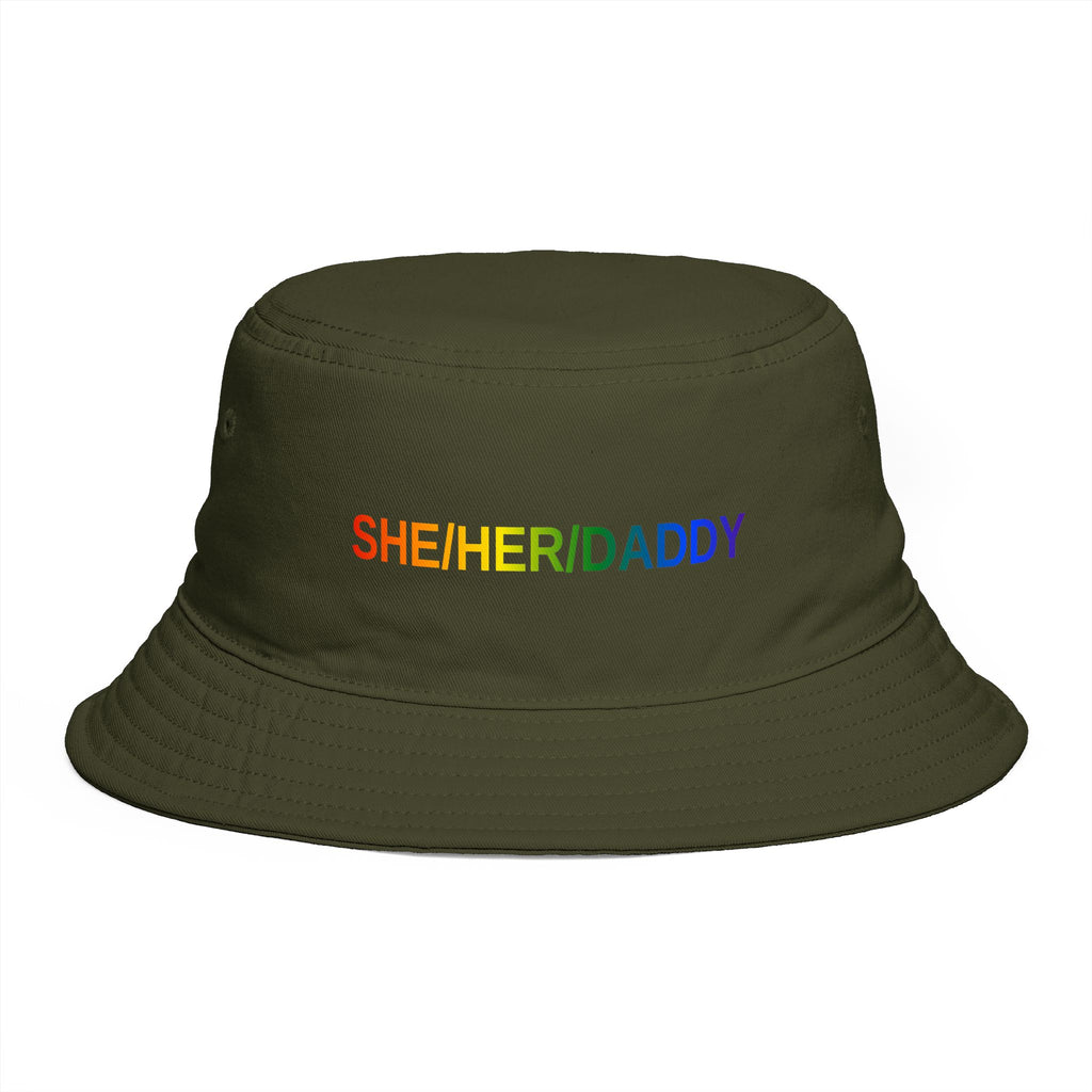 Pronoun Rainbow Bucket Hat — "SHE/HER/DADDY" Embroidered Pride Accessory