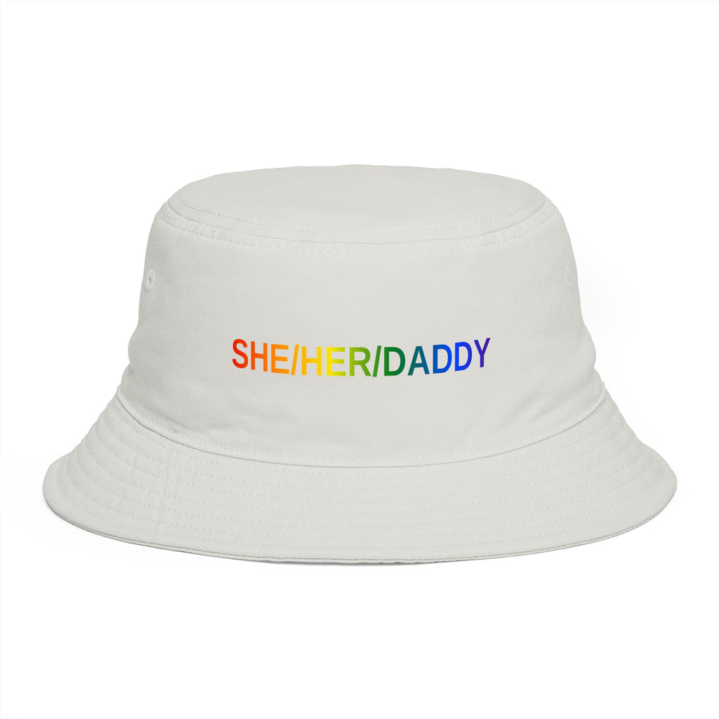 Pronoun Rainbow Bucket Hat — "SHE/HER/DADDY" Embroidered Pride Accessory