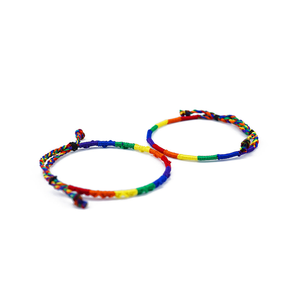 Rainbow Pride Beaded Cord Bracelet