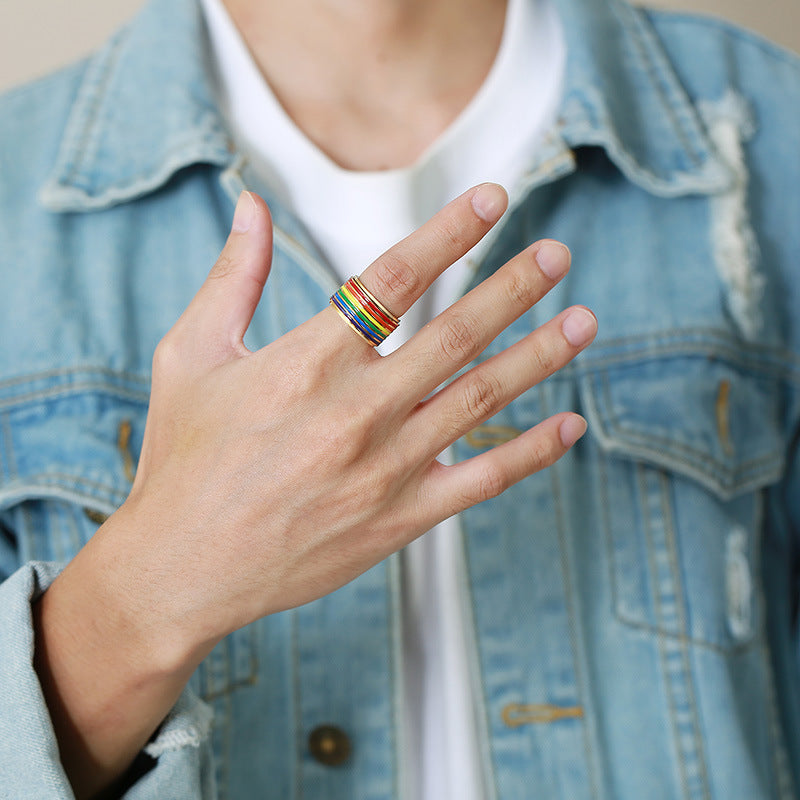 Rainbow Pride Multi-Stripe Ring