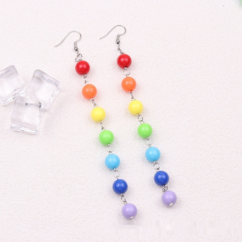 Bold & Bright Rainbow Pride Bead Necklace & Earring Set