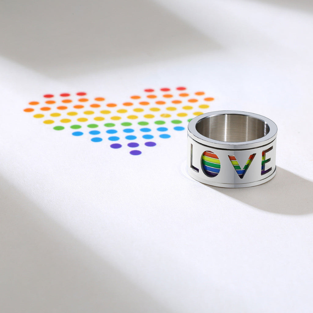 Spinner Rainbow stainless steel ring