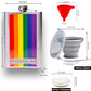 The Pride Colors Rainbow Stainless Steel 9 oz Hip Flask Gift Set for Liquor with 2 Collapsible Silicone Cups & Funnel