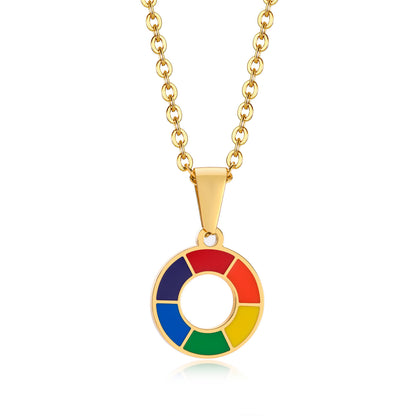 Rainbow Rivets: Bold and Edgy Pride Pendant in Stainless Steel