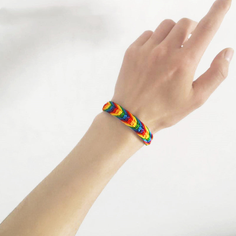 Rainbow Pride Woven Cord Bracelet