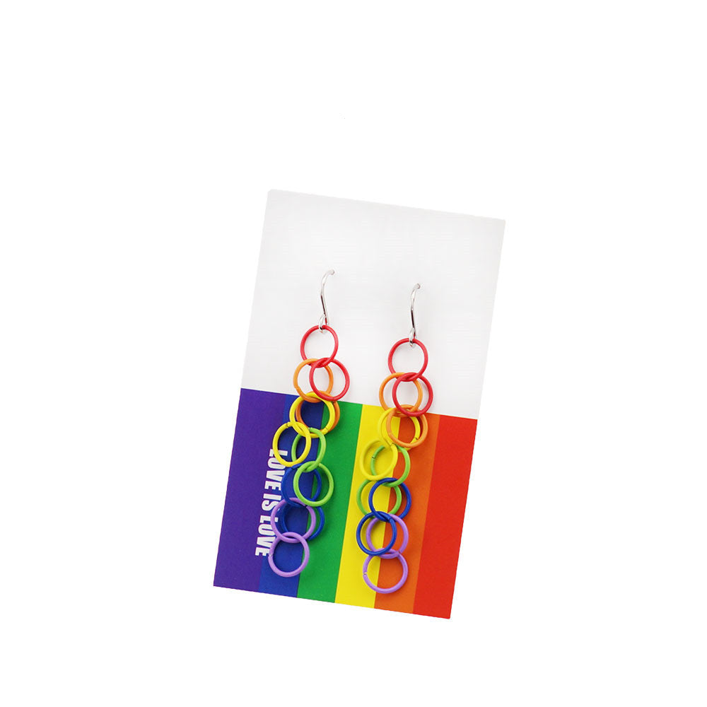 Flaunt Your Pride: Rainbow Embrace Stainless Steel Earrings