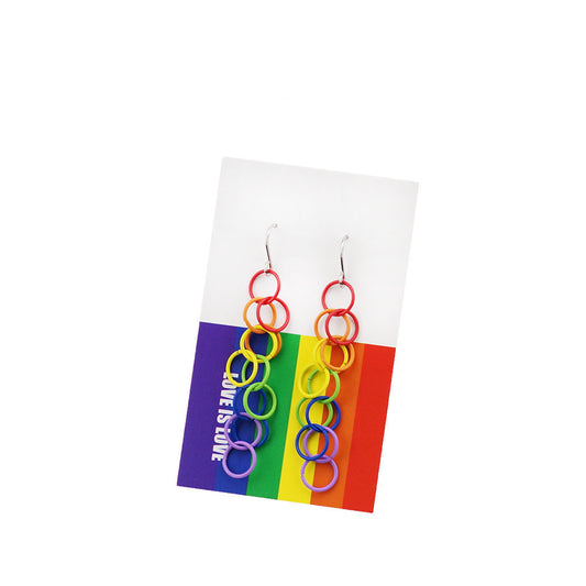 Flaunt Your Pride: Rainbow Embrace Stainless Steel Earrings