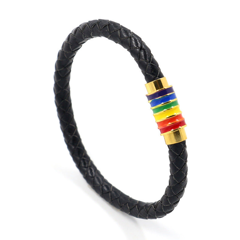 Radiant Rainbow Pride Bracelet: Leather Fabulousness for LGBTQ+ Fashionistas! - Express Your True Colors!