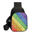 Pride Shoulder Sling Bag in Black with Woodgrain Pride Colors Design on the Front - ThePrideColors
