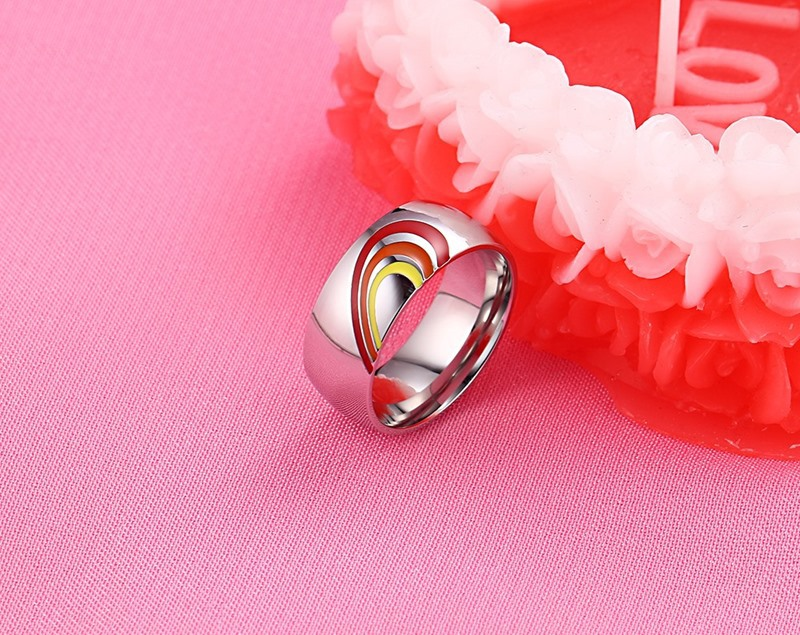 Stainless Steel Rainbow Couples Ring