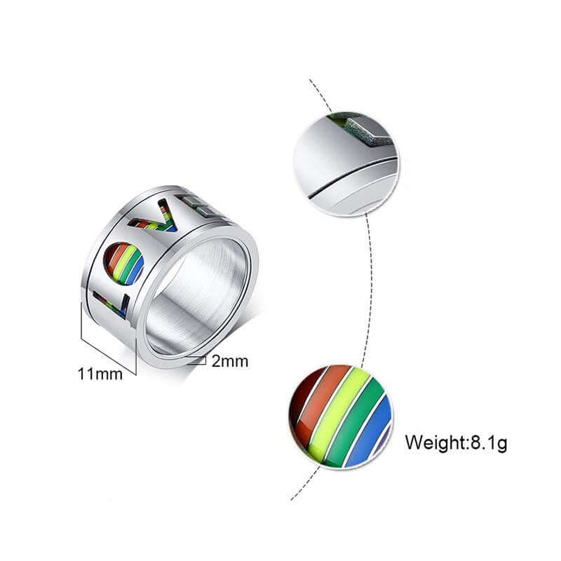 LGBTQ+ Rainbow Gay Pride Rings